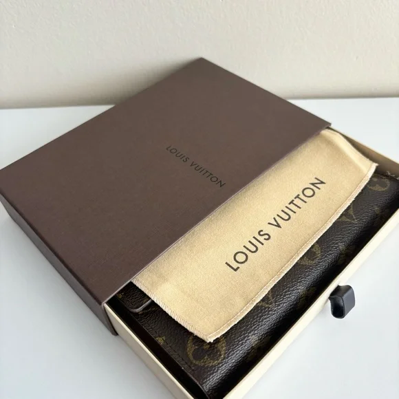 Louis Vuitton Monogram Trifold Wallet Brown Leather Snap Authentic - Picture 15 of 16